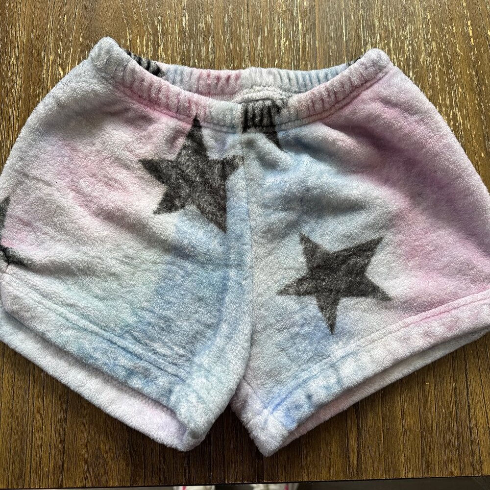 Girls Heartbreaker fleece pajama tie dye stars elastic waist shorts size 6/6X